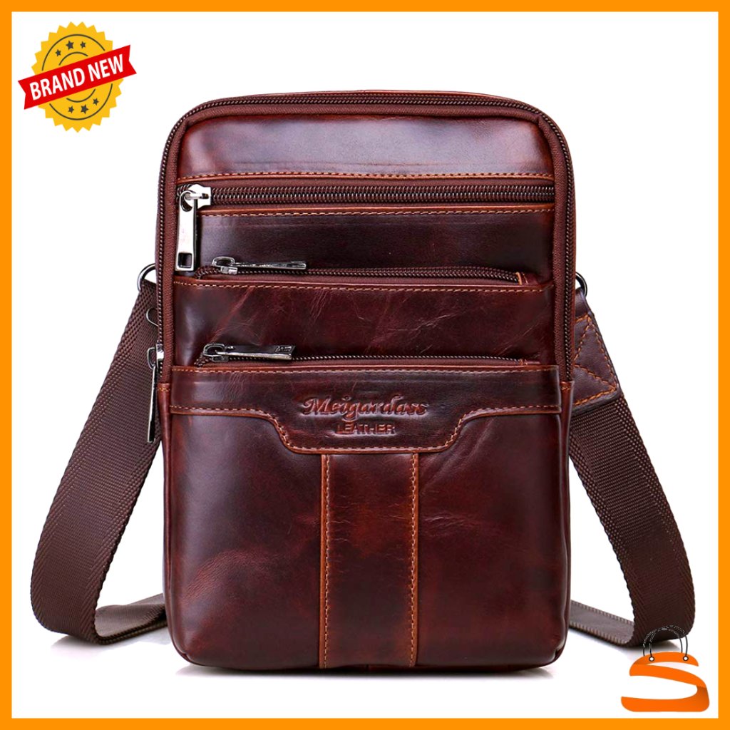 Genuine Leather Messenger Bag Crossbody Sling Shoulder Pack Travel Business